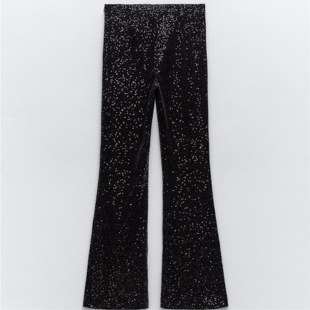 ZARA Elegant Black Sequin Women's Pants - Picture 2 of 11